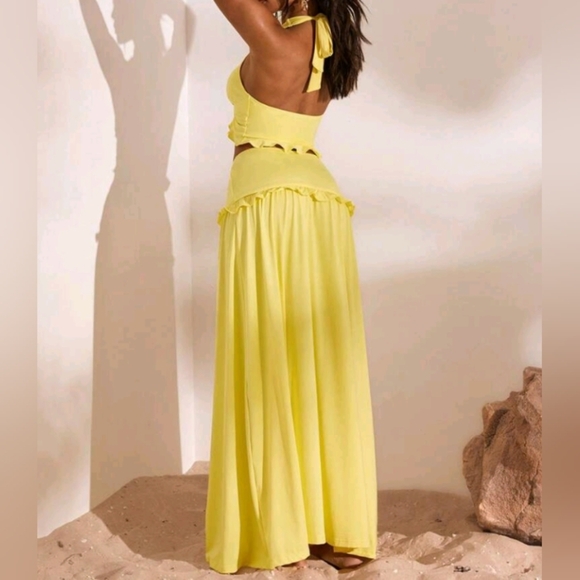 Summer Outdoor Holiday Date Outfit, Outdoor Vacation Halter Top With Bra Skirt - Picture 2 of 8